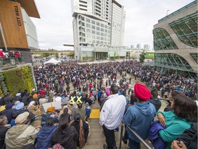 Surrey residents hold an anti-violence rally June 13 outside city hall.