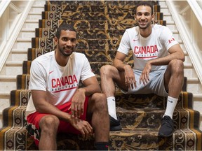 Richmond brothers Phil, right, and Tommy Scrubb will suit up for Canada against China in Friday's exhibition basketball game at Rogers Arena.