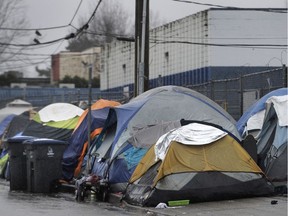 Some of the tents on the Surrey Strip on Dec. 17, 2017.