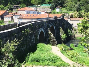 A medieval bridge at Ames in the community of Galicia.