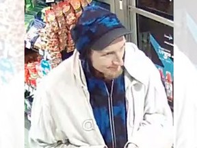 Police want this man in connection with an armed robbery that occurred on Feb. 28 at a convenience store in the 9900 block of 152 Street in Surrey.
