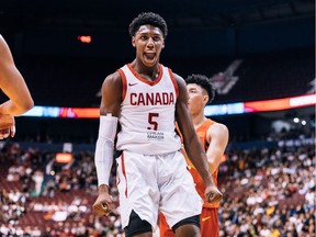 Team Canada's R.J. Barrett takes on China during Friday night's exhibition game at Rogers Arena, part of the Pacific Rim Classic series.   [PNG Merlin Archive]
