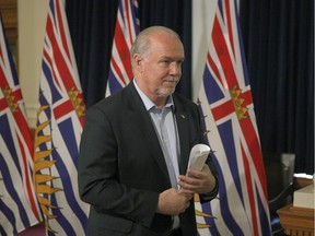 Premier John Horgan lashed out Monday at U.S. President Donald Trump's protectionist trade policies.