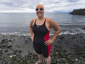 Open-water ultra-marathon swimmer Susan Simmons, who will attempt two massive swims this summer at Ogden Point in Victoria.