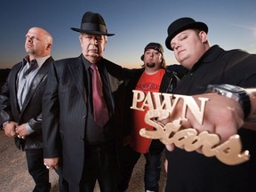 This is a handout photo. Rick Harrison, Richard 'The Old Man' Harrison, Chumlee and Corey Harrison on Pawn Stars For Chris Lackner (Postmedia News files)