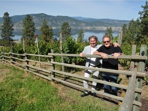 Famed Italian winemaker Alberto Zenato visiting a small vineyard on the Naramata Bench outside Penticton owned by retired physician David Novak. NEW [PNG Merlin Archive]