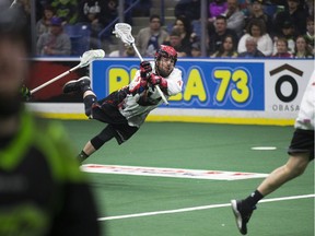 Veteran Stealth defender Chris O'Dougherty, shown in action in April 2017, has been left unprotected in advance of the National Lacrosse League’s expansion draft later this month. He joined the Stealth franchise in 2010 when it was based in Everett, Wash.