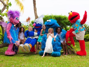 The gang from Sesame Street entertain and delight  the children at Beaches Negril.