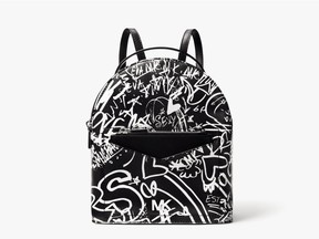 MICHAEL MICHAEL KORS Jessa Small Logo Graffiti Leather Convertible Backpack.