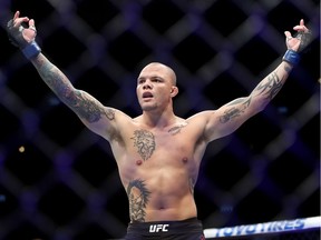 Anthony 'Lionheart' Smith reacts after defeating Rashad Evans by TKO in the first round of their light-heavyweight bout at UFC 225: Whittaker v Romero 2, at Chicago’s United Center last month.