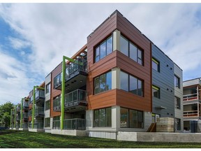 Photos of the Fraserview Housing co-op's first phase.
