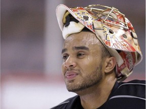 Ray Emery, seen here during a 2007 Senators practice, drowned early Sunday near the Royal Hamilton Yacht Club while swimming with friends.