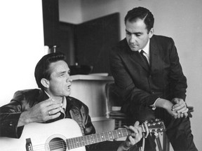 Johnny Cash and, manager, Saul Holiff in latter's Hollywood apartment circa &ampgt;1962.  photo credit: Saul Holiff Collection, Courtesy Jonathan Holiff.