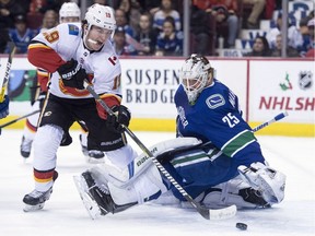 Calgary Flames winger Matthew Tkachuk will surely be at his agitating best when the Vancouver Canucks and goalie Jacob Markstrom try to keep him under wraps in their first two games of the 2018-19 NHL season.