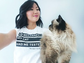 Jasmine Habart, seen here with her "mews," Mickey, will be bringing her online store My Cat is People to the inaugural cat-themed convention Meowfest on July 29, 2018 at the Roundhouse.