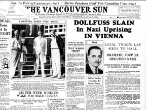 A Vancouver Sun story on the assassination of Austrian leader Engelbert Dollfuss on July 25, 1934.