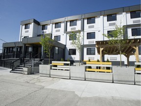 A 39-unit modular building opened on the former Sugar Mountain tent city site in Vancouver in April.