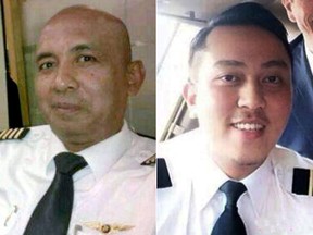 The two pilots of MH370, Zaharie Ahmad Shah, 53, left, and Fariq Abdul Hamid, 27.