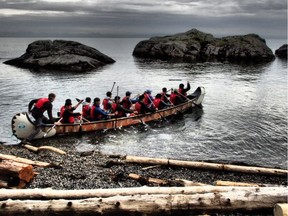 Canoeists head out on Howe Sound, a fiord beloved of nature seekers … and industry.