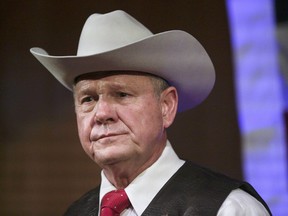 Former Alabama Chief Justice and U.S. Senate candidate Roy Moore speaks at a rally in Fairhope, Ala. on Sept. 25, 2017. (AP Photo/Brynn Anderson)