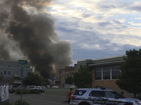 A major fire has broken out with a massive plume of smoke after a loud boom was heard in Sun Prairie, Wis., Tuesday, July 10, 2018. Firefighters from Sun Prairie and surrounding communities are responding to the blaze.