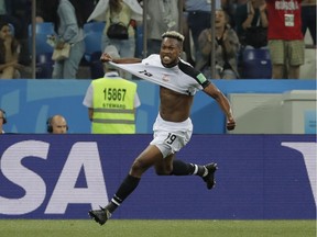 Costa Rica's Kendall Waston celebrates after scoring his side's first goal of the World Cup tournament against Switzerland in a group E match in Nizhny Novgorod, Russia, last week.