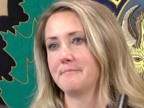 Tonya Kilmer, wife of missing man Ben Kilmer, makes a plea to the public at Island District RCMP offices on Friday, July 6. Her husband has been missing since mid-May.