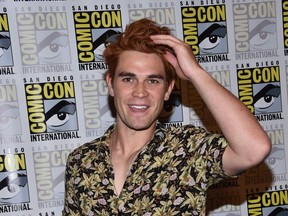 After two seasons of filming in Vancouver, Riverdale star K.J. Apa has finally completed his first Grouse Grind. Apa is pictured here attending Comic Con 2018.