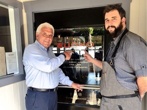 B.C. Lions head coach Wally Buono celebrates the opening of his son Michael's new restaurant Buono Osteria in Gibsons.