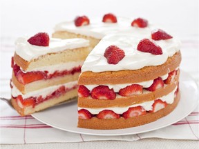 This strawberry cream cake recipe appears in the cookbook Perfect Cake.