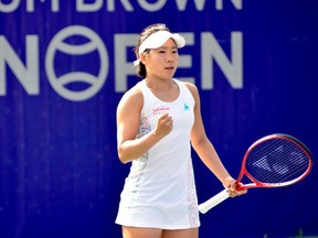 Nao Hibino of Japan beat Canada's Eugenie Bouchard 3-6, 6-1, 6-3 on Friday in the quarterfinals of the Odlum Brown VanOpen at Hollyburn Country Club in West Vancouver.