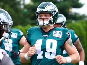 Adam Zaruba in practice at the Philadelphia Eagles Training Camp.