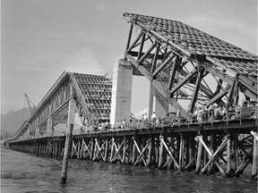 Collapse of the Ironworkers Memorial Bridge on June 17, 1958.