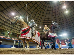 The Knights of Valour show features jousting at the Pacific National Exhibition (PNE) in Vancouver, BC, August 16, 2018.