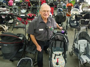 Vern Frick with baby strollers at the PNE in Vancouver on Aug. 21. Frick, who was born before rock 'n' roll and admits he didn’t really care for it, has probably been to more rock concerts than you have, including the Beatles and The Rolling Stones shows.