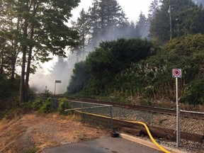 Firefighters quickly contained a small wildfire that broke out Monday near train tracks adjacent to the 3300-block Sunset Lane in West Vancouver.