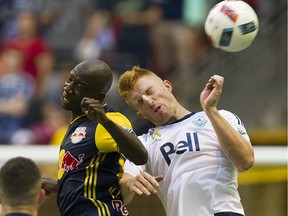 Vancouver Whitecaps FC centreback Tim Parker and New York Red Bulls Bradley Wright-Phillips were foes in this 2016 game, but they're now teammates. Parker returns to B.C. Place for the first time as a member of another MLS team this Saturday.