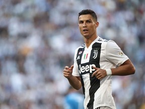 Juventus' Portuguese forward Cristiano Ronaldo looks on during the Italian Serie A football match Juventus vs Napoli on September 29, 2018 at the Juventus stadium in Turin.
