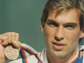 Canadian decathlete Dave Steen displays his bronze medal at the Summer Olympics in Seoul, South Korea, in September 1988.
