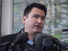 Chief Ian Campbell of the Squamish Nation speaks during a news conference in Vancouver on Jan. 17, 2017. Campbell announced Sept. 10 he was withdrawing from the race to become Vancouver’s mayor on the Vision Vancouver ticket.