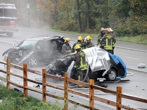One person is dead after a two-vehicle crash Saturday morning in Surrey.