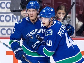 Rookie Elias Pettersson (right) was one of the Canucks' best players in the pre-season.