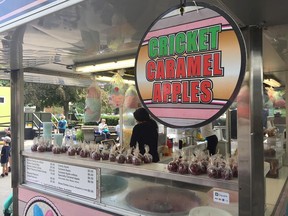 A Sweet Mind Candy Co. sells the cricket caramel apple, one of the strangest delicacies served up at this year's Fair at the PNE.