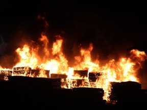 Crews were kept busy Saturday evening fighting a massive fire at a rubber plant in Abbotsford.