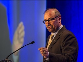 Ken Georgetti speaking in 2014 at a memorial service for former B.C. labour leader Jack Munro.