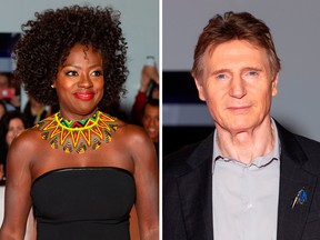 Viola Davis arrives at the premiere of 'Widows' at the Toronto International Film Festival in Toronto, Ontario, September 8, 2018. (Photo by Geoff Robins / AFP) (Photo credit should read GEOFF ROBINS/AFP/Getty Images) and Liam Neeson arrives at the premiere of 'Widows' at the Toronto International Film Festival in Toronto, Ontario, September 8, 2018. (Photo by Geoff Robins / AFP) (Photo credit should read GEOFF ROBINS/AFP/Getty Images)