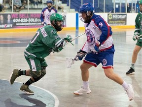 Ben McIntosh (in white) and the Maple Ridge Burrards will face the Peterborough Lakers in a seven-game series to determine the 2018 Mann Cup champion. All seven games will be in Peterborough with Game 1 on Friday. (Photo courtesy of Paul Evans Photography.)