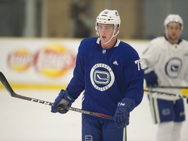 Kole Lind at Vancouver Canucks 2018 training camp at the Meadow Park Sports Centre in Whistler, BC Friday, September 14, 2018.