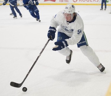 Jonathan Dahlen at Vancouver Canucks 2018 training camp at the Meadow Park Sports Centre in Whistler, BC Friday, September 14, 2018.