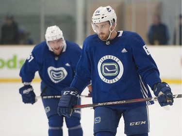 Tyler Motte at Vancouver Canucks 2018 training camp at the Meadow Park Sports Centre in Whistler, BC Friday, September 14, 2018.